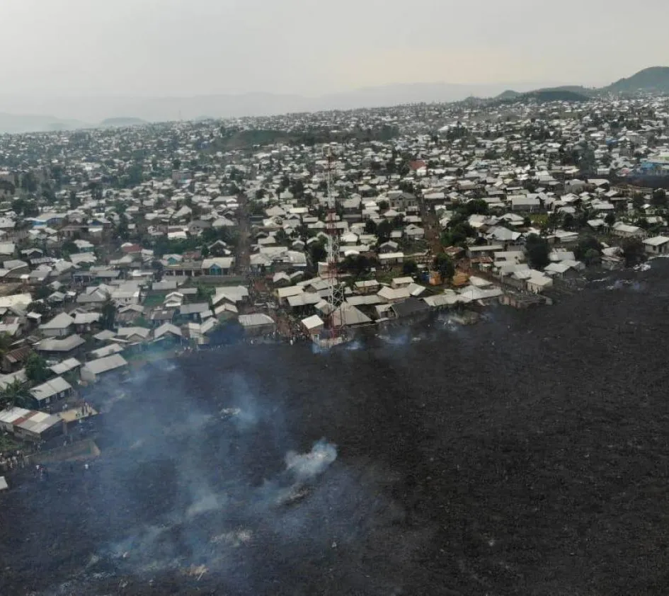 Bild vom Vulkanausbruch in Goma, Kongo