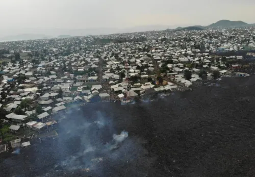 Bild vom Vulkanausbruch in Goma, Kongo